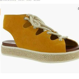 New! MIA Delena Yellow Mustard Laceup Sandals Sz 7